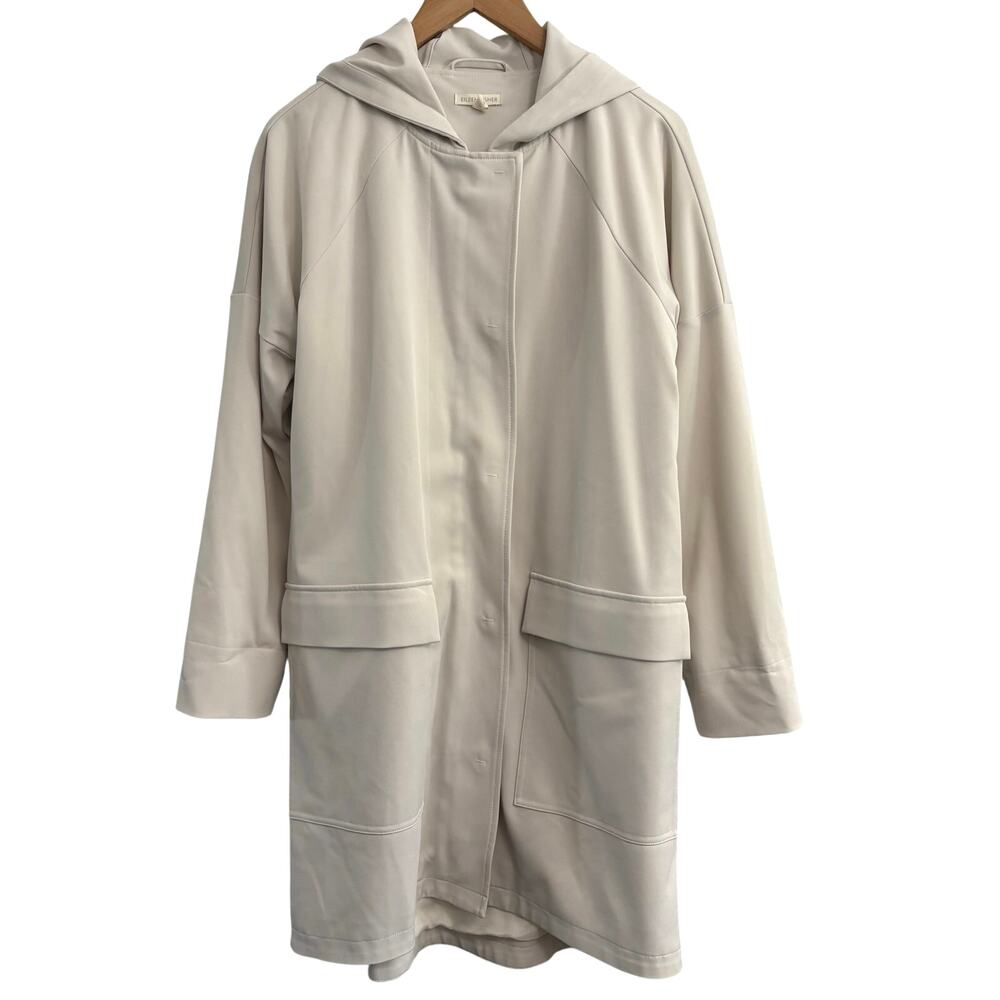 Eileen Fisher Rain Coat Jacket Womens Size Medium Bone Minimalist Quiet Luxury
